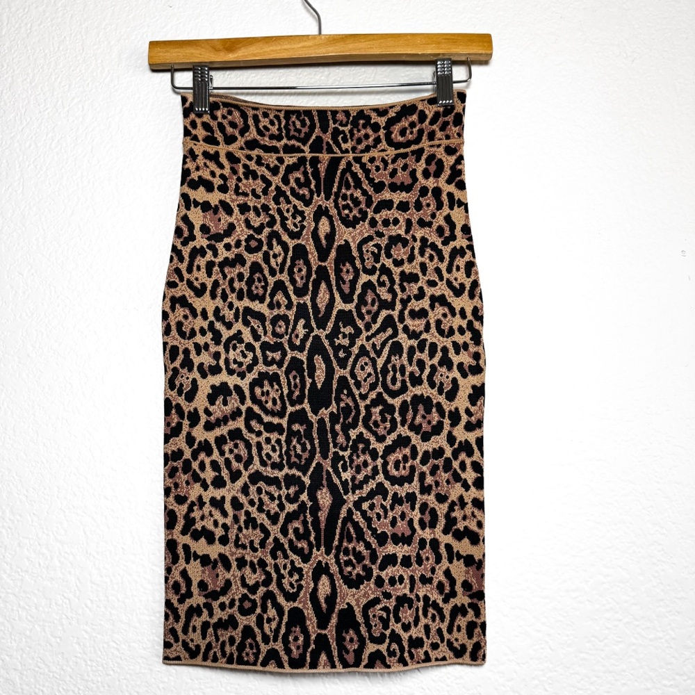 BCBGMAXAZRIA Gavin Leopard Bandage Knit Pencil Skirt NWT Size S - Picture 4 of 4